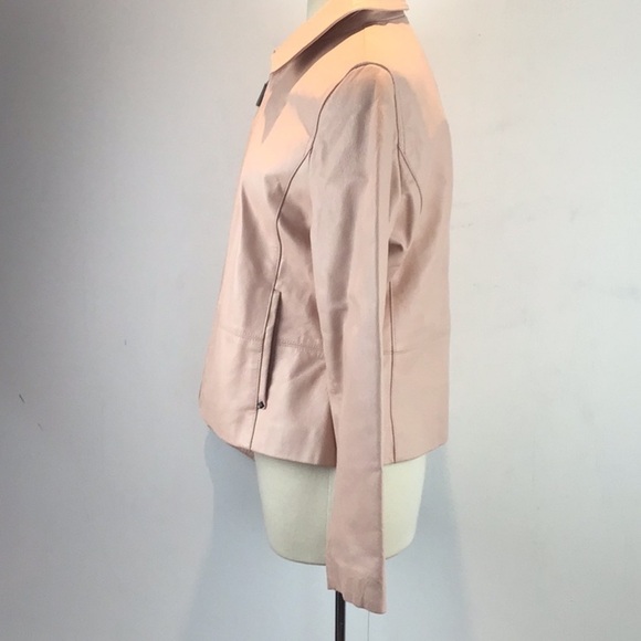 Black Rivet Blush Pink Retro Leather Moto Jacket Size Large - Picture 2 of 14